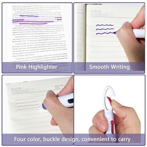 6 Pcs Nurse Badge Accessories Nurse Pen Pack Set Including Retractable Badge Reel Clip, Mini Highlighter, Permanent Marker, Ballpoint Pen, LED Keychain Flashlight, Folding Scissors for Nurse, Purple - Purple thumbnail 5