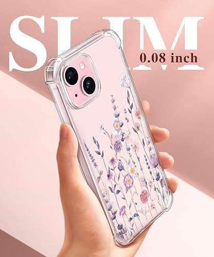 GVIEWIN for iPhone 15 Case Floral, with Screen Protector&Camera Lens Protector,[Non Yellowing] Soft Shockproof Clear Phone Protective Cover for Women, Flower Pattern Design 6.1" (Floratopia/Colorful) thumbnail 6