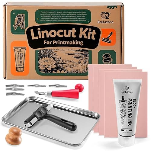 Bobblebro Linocut Kit for Printmaking - Arts and Crafts for Adults - Back to School Gifts DIY Kit - Hobby Kits Birthday Gift for Women Men Boys Girls - Stamp Making Kit - Linoleum Blocks Carving Tools - Image 1