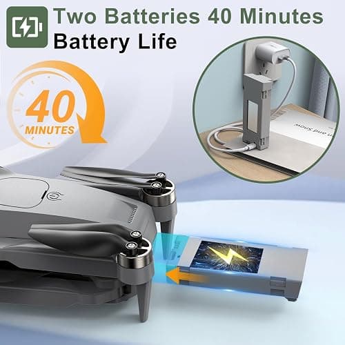 ASFSFQ PRO Drone with Camera for Adults 4K, Brushless Motors Drone for Kids Beginners, 40mins Flight Time with 2 Batteries, FPV Foldable RC Quadcopter, Toys Gifts for Teen Boys Girls, Beginner（Grey） thumbnail 6