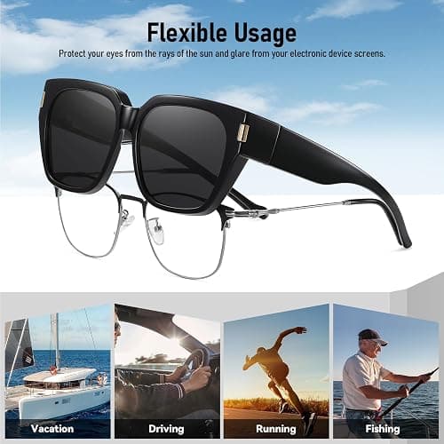 HAOLOTA Polarized Fit Over Glasses Sunglasses for Women Men Trendy Square Wrap Around Shades UV Protection thumbnail 7