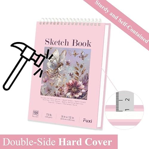Cute Sketchbook Pink, 9"x12" Sketch Book for Teen Girls, 100 Sheets Girl Sketchbook 73lb/120gsm Drawing Paper for Kids, Art Supplies for Teens 14-16 Girls. thumbnail 4