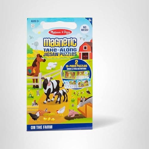 Melissa & Doug Take-Along Magnetic Jigsaw Puzzle Set – On the Farm (2 x 15 Piece) Travel Activity Toy for Preschoolers and Kids Ages 3+ - FSC Certified thumbnail 11
