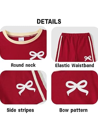 KIDLAGA Girls Shorts Sets 2 Pieces Outfits Bow/Cherry T-Shirt & Plaid Shorts Girls Summer Short Set 6-14Y thumbnail 6