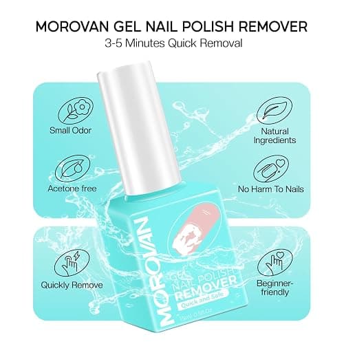 Morovan Gel Nail Polish Remover Set: Gel Polish Remover with Cuticle Oil Latex Tape Peel Off Liquid Quickly & Effectively Remove in 5 Minutes No Need Soaking or Wrapping thumbnail 2