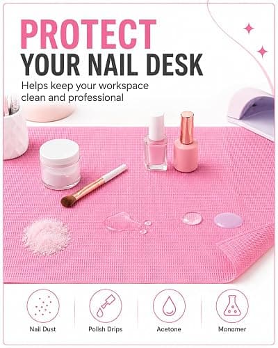 Makartt Disposable Nail Mats: 20 Pcs Foldable Nail Paper Towels for Table Acrylic Practice Sheet 3 Ply Waterproof Nail Art Table Mats Clean Pads for Salon Manicure Tattoo Pink thumbnail 2