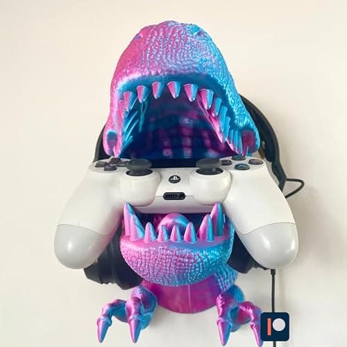 YILCER Dinosaur Headphone Stand Wall Mount T-rex Head Controller Holder 3D Printed Dino Earphone Stand 3D Printed Animals Gaming Headset Hanger Wall Mount Stand Organizer for Gaming Accessories thumbnail 3