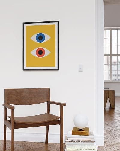 HAUS AND HUES Mid-Century Modern Art Print – Bauhaus Poster, Retro Evil Eye Wall Decor, Geometric Yellow Abstract Art (Black Frame, 12x16) thumbnail 5