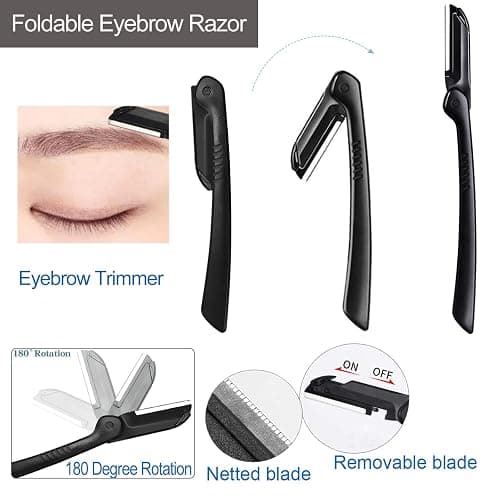 Eyebrow Razor, KAJUDA Eyebrow Kit, 5 in 1 Eyebrow Trimmer, Eyebrow Grooming Set for Women and Men, Including Comb Tweezers, Scissors, Brow Razors, Brush for Eyebrow Eyelash Extensions thumbnail 3
