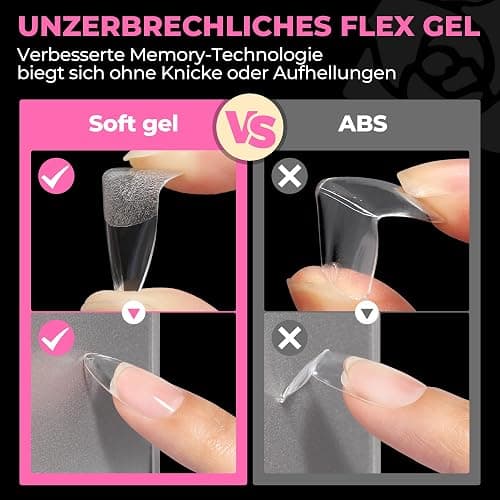UNA GELLA Mandel Nail Tips, 504 Stück Gel Nagelspitzen Nagel Tips für Gelnägel Almond Full Cover Soft Gel Nails Tips für Acrylnägel & DIY Nagelkunst zu Hause 12 Größen thumbnail 6