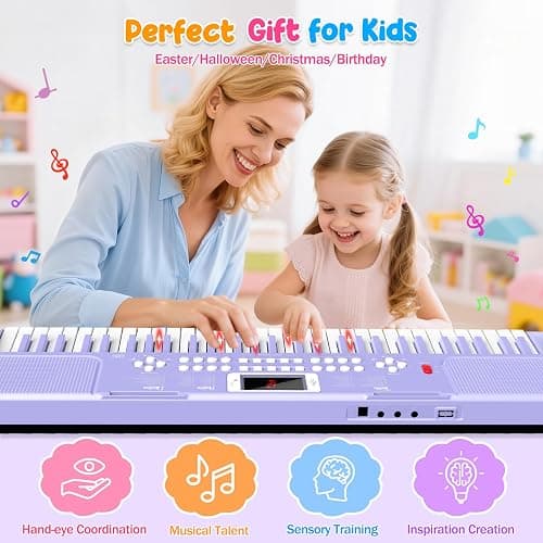 Piano Keyboard, 61 Key Upgrade Kids Pianos Music Toy with Light-up Keys & Pro Teaching Modes, Dual Speaker, 70 Demos,100 Tones, 100 Rhythms Perfect Christmas/Birthday Gift for Kids (Purple) thumbnail 6