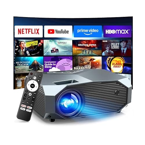 [Compatible with Netflix/High Brightness] Smart Projector with WiFi 6 and Bluetooth 5.3, 4K Outdoor Movie Projector with Prime Video/YouTube, Portable Proyector Compatible with HDMI/USB/iOS/Android - Image 1
