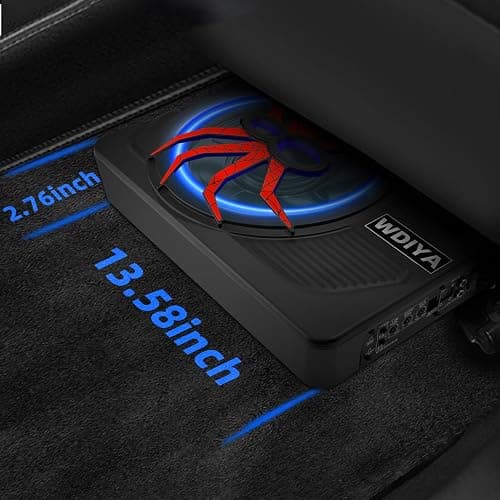 WDiYA Upgraded 10" 1200W Slim Under Seat Powered Car Subwoofer with Built-in Amplifier - Low Profile Bass Sub for Car & Truck Audio - Includes Wiring Kit & LED Ambient Lights thumbnail 7