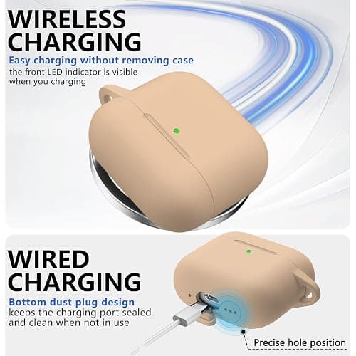 Ljusmicker for AirPods 4 Case Cover 2024 with Cleaner Kit,Soft Silicone Protective Cover for Apple AirPods 4th Generation for Women Men,AirPod 4 Case Accessories with Keychain-Brown thumbnail 4