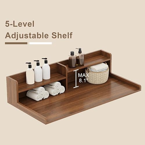 ChooChoo 2-Tier Washer Dryer Countertop with Adjustable Shelf, Spacious Laundry Room Storage for Folding Clothes and Efficient Organization, Walnut thumbnail 7