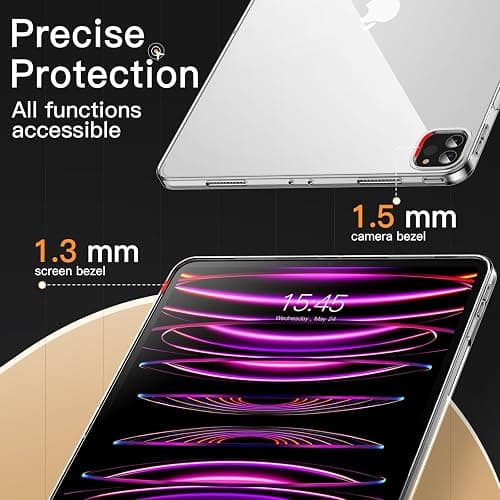 JETech Case for iPad Pro 12.9-Inch 2022/2021 (6th/5th Generation), Soft TPU Transparent Slim Shockproof Tablet Cover, Support Pencil 2nd Charging (Clear) thumbnail 6