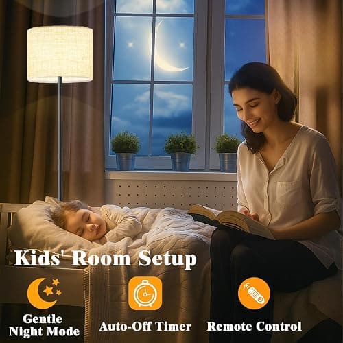 Fuvqeyes Smart Floor Lamp with APP & Remote Control - Dimmable RGB & White Light (3000K-6500K) for Living Room, Bedroom, Office - Modern Standing Lamp with 9W LED Bulb Included thumbnail 6