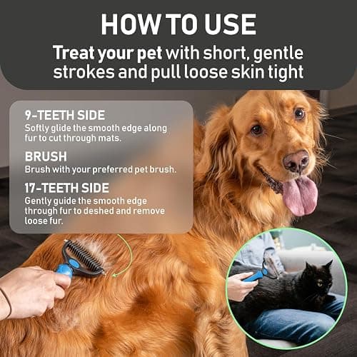 Maxpower Planet Original Pet Grooming Rake - Double-Sided Deshedding Dematting Tool, Undercoat Rake for Dogs & Cats, Extra-Wide Dog Grooming Brush & Deshedder Comb for Long Hair, Reduces Shedding 95% thumbnail 5