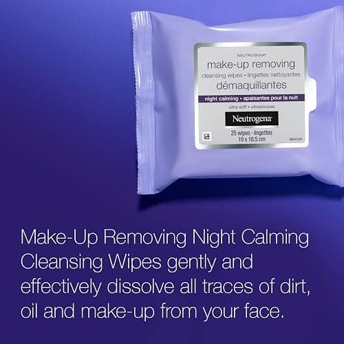 Neutrogena Night Calming Makeup Remover Face Wipes, 100% Plant-Based Cloth Hypoallergenic Nighttime Cleansing Towelettes, Remove Waterproof Makeup, Dirt & Oil, Dermatologist Tested, 50 Count (2 x 25 Count) thumbnail 5