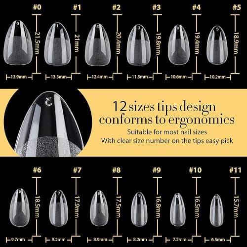 UNA GELLA Short Almond Gel Nail Tips, 600 Pcs Pre-Filed Short Nail Tips Almond Shape Half Matte Press On Nails 12 Sizes Full Cover Clear Fake Nails for Extension Home DIY Salon with Box - Shot Almond thumbnail 7