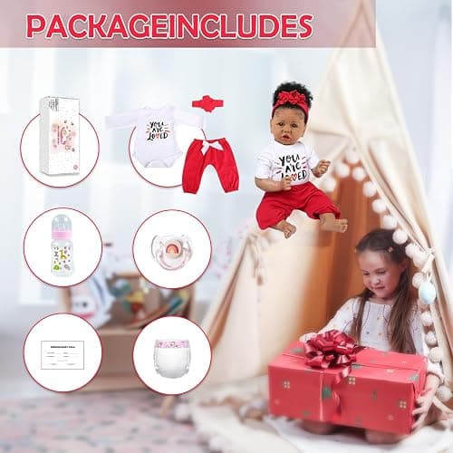 KSBD Realistic Reborn Baby Doll Black Girl – 20 Inch Lifelike Real Life African American Newborn Doll with Soft Body Gift Set for Kids Age 3+ thumbnail 6