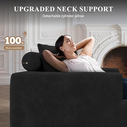 L-Shaped Boneless Couch,104" Couches for Living Room with Curved Chaise,Modular Sectional Sofa with Deep Seat,Modern Cozy Cloud Compression Sofas,No Assembly Required(Black) 1PCS thumbnail 4