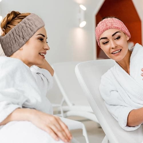 Chuangdi 3 Pieces Spa Headband for Women Facial Makeup Headband Soft Terry Cloth Hairband for Washing Face Mask Spa Shower Gifts(Pink, Gray, Dark Brown) thumbnail 5