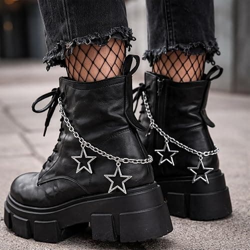 Gownsella 2 Stück Schuh Charms Kette – Punk Schuhschmuck für Sneaker & Boots, Schnürsenkel Anhänger mit Clip, DIY Zubehör thumbnail 6