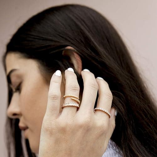 PAVOI 14K Gold Plated Cubic Zirconia Open Twist Eternity Band for Women thumbnail 4