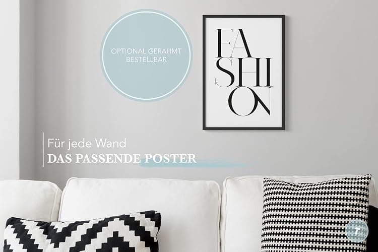 Papierschmiede® Typografie Poster, DIN A4 (21x30 cm), Wanddeko Wohnzimmer, Schlafzimmer, Küche, schwarz-weiß Bild mit Spruch OHNE Rahmen, Caps Fashion thumbnail 6