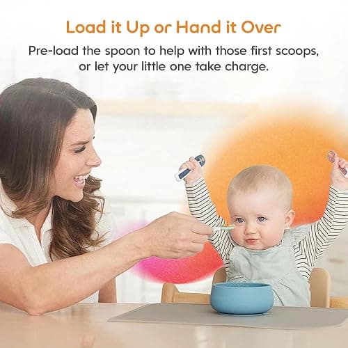 NumNum GOOtensil Pre-Spoons - Baby Spoons Set for 6+ Months - Silicone Self Feeding Utensils BPA-Free - Baby Led Weaning (BLW) Supplies & Feeding Essentials - 2 Spoons (Lilac & Rose) thumbnail 7