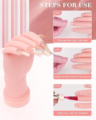 Practice Hand for Acrylic Nails Soft Touch Mannequin Hand for Nails, Flexible and Bendable Fake Hand for Nails for Nail Art Beginners thumbnail 4