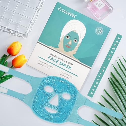 Cold Face Eye Mask Ice Pack Reduce Facial Puff, Dark Circles, Gel Beads Hot Heat Cold Compress Pack, Face SPA for Woman Sleeping, Pressure, Headaches, Skin Care, Post Laser Cosmetic Care[Blue] thumbnail 3