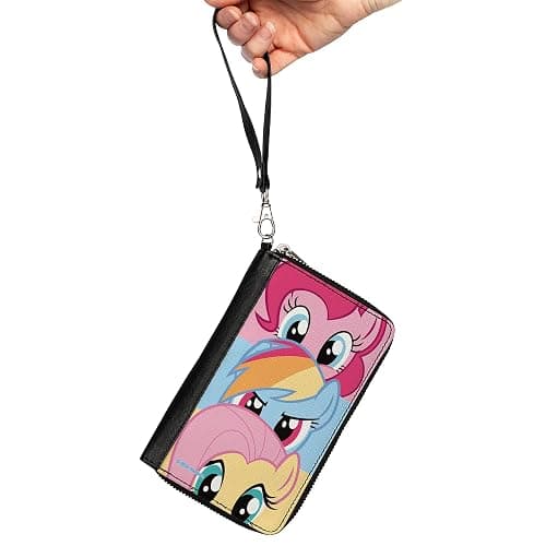 Buckle-Down Hasbro Wallet, Zip Around, My Little Pony Pinkie Pie Rainbow Dash Fluttershy Face Stack, Vegan Leather thumbnail 2