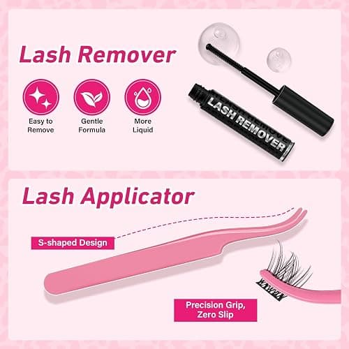 PROLASHBEAUTY Manga Lash Clusters Kit Anime Lash Clusters Volume Fairy Ultra-Thin Band Spike Lashes with Lash Bond and Seal Applictor Remover (Anime,10-18mix) thumbnail 5