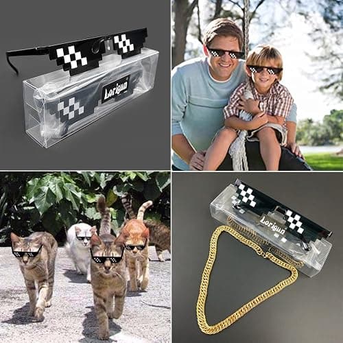 Lorigun Thug Life Glasses Pixel Sunglasses for Party, Deal with it Glasses Bachelor Party Decor thumbnail 4