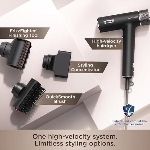 Shark SpeedStyle Pro Professional Performance High-Velocity Hair Dryer System with Scalp Shield and IQ Speed Styling & Drying Suite, Straight and Wavy Hair, Lightweight, Ionic, No Heat Damage, HD731 thumbnail 5
