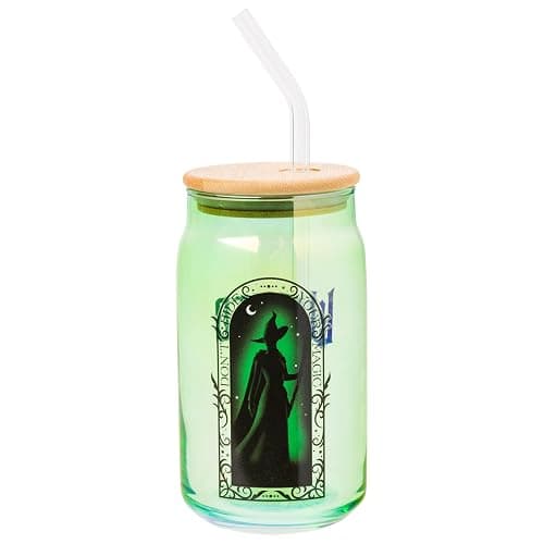 Silver Buffalo Wicked Featuring Elphaba and Glinda She's So Good and Don't Hide Your Magic 2 Pack Glass Jar Tumbler with Bamboo Lid and Glass Straw, 16 Ounces thumbnail 13