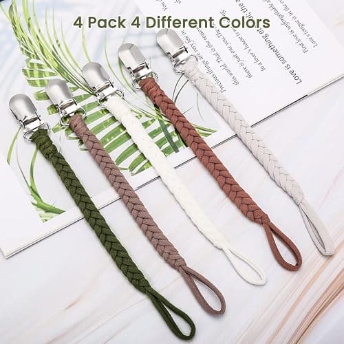 Pacifier Clip for Boys and Girls Binky Holder Pacifier Holder Leash Smoother Clip 100% Handmade Braided Fits All Pacifiers -Modern Unisex Baby Birthdays Gift(5 Pack) - 5 Packs thumbnail 7