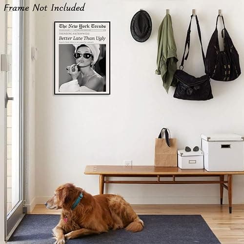 Dazzlewall New York Trends Wandbilder, Schwarz Weiß Zeitung Better Late Than Ugly Funky Feminist Leinwand Bilder für Wohnzimmer Schlafzimmer Deko 30×40 cm Ungerahmt thumbnail 4