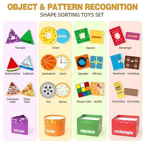 Atoylink Montessori Toys Shape Sorter for Toddlers, Wooden Stacking Blocks Nesting Boxes Baby Everyday Objects Shape Sorting Toys Matching Games, Preschool Learning Toys for 1 2 3 Year Old Boys Girls thumbnail 3
