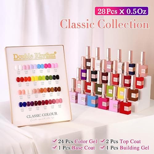Double Rhythm 28Pcs 0.5Oz Gel Nail Polish Set Same Color Same Bottle Gel Polish Kit Nail Art Manicure Salon DIY at Home for Women (Red Pink Collection-T24-4) thumbnail 2