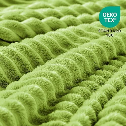 BEDELITE Fleece Blanket Twin Size – 3D Ribbed Jacquard Soft and Warm Decorative Fuzzy Blankets – Cozy, Fluffy, Plush Lightweight Throw Blankets for Couch, Bed, Sofa(Dark Citron, 60x80 inches) thumbnail 3