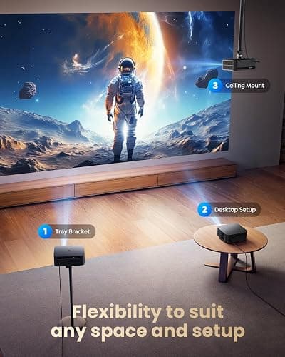 【Bundled with Google TV Stick/4K Supported】Smart Projector with WiFi & Bluetooth, Outdoor & Home TV Movie Projectors with Voice Control, Auto Focus & Keystone, Compatible with Netflix Proyector WiMiUS thumbnail 8