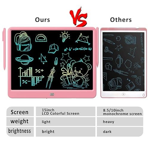FLUESTON LCD Writing Tablet, Doodle Board Toys Gifts for 3-8 Year Old Girls Boys, 15 Inch Colorful Electronic Board Drawing Pad for Kids, Gifts for Toddler Educational Learning Travel Birthday, Pink thumbnail 3