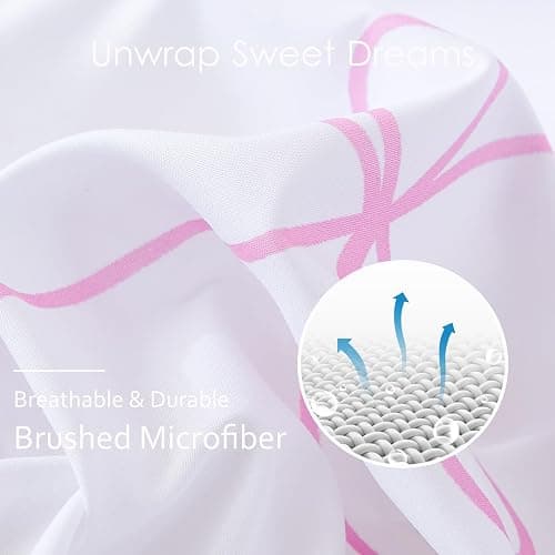 Pink Bow Duvet Cover Twin White and Pink Bedding Set Bowknot Bow Tie Cute Bedroom Decor Girls Coquette Comforter Cover Romantic Dreamy Decor thumbnail 6