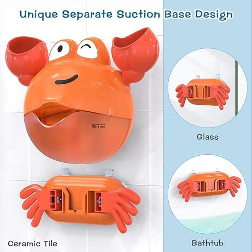KINDIARY Bath Toy, Crab Bath Bubble Maker for Baby, Toddlers 1-3, Infants, Kids, Automatic Bubbles Machine Blower for Bathtub, Battery Operated thumbnail 6