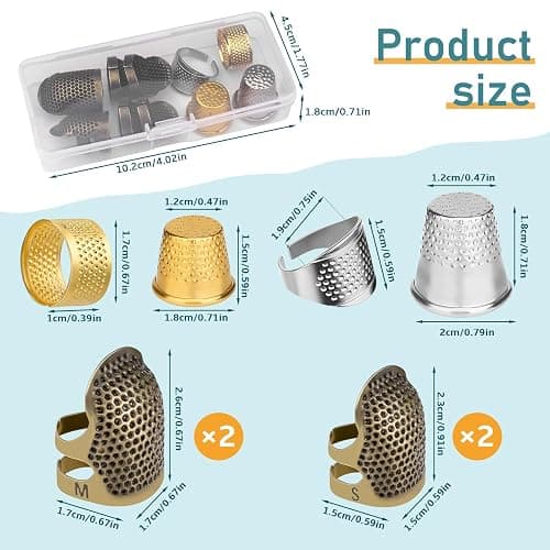 ZMAAGG Thimbles for Hand Sewing, 8 PCS Sewing Thimble Kit, Metal Finger Protectors, Thimble Ring for Hand Quilting and Embroidery thumbnail 2