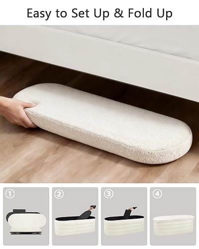 GLAXYFUR Storage Ottoman Bench, 43 Inch Upholstered Entryway Shoe Seat, End of Bed Stool Blanket Chest for Living Room, Hallway, Sherpa White thumbnail 6