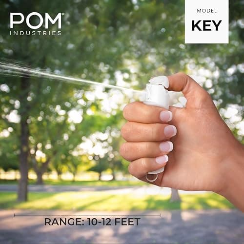 POM Pepper Spray Keychain, Quick Key Release for Instant Access, Flip Top Safety, Maximum Strength OC Formula with UV Marking Dye, 25 Bursts, 10 ft Range, 0.5 fl oz thumbnail 5